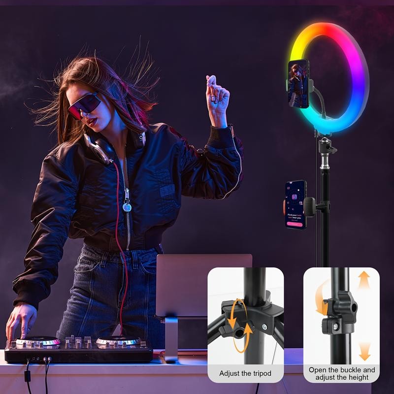 UEGOGO 10-inch RGB Ring Light With Adjustable Tripod Bracket And