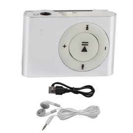 Mini MP3 Player, Portable Clip On Music Player with 8GB Memory, USB Rechargeable Battery, Built in Speaker and Earphone for Sports, Running, Silver