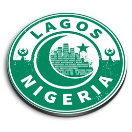 1 x Round MDF Magnet - Nigeria Lagos Green Moon Star Travel 7436