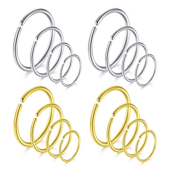 Ryaupy Set of 16 Fake Nose Rings in Various Sizes