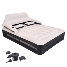 RAPTAVIS Queen Size Air Mattress Inflatable Bed with Pump and Headboard, Blow Up Mattress