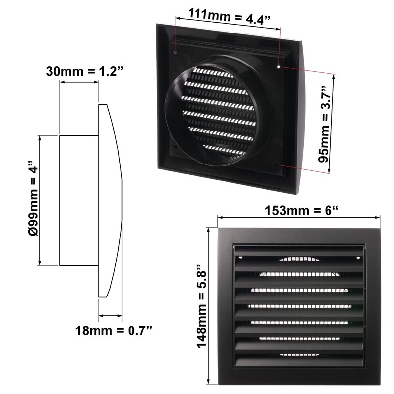 EUROPLAST Ø 100mm / 4 inch Air Vent Cover -