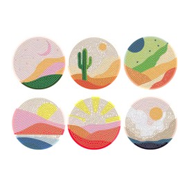 Becho 6 Pcs Diamond DIY Painting Coasters with Holder,Art Craft Supplies Mandala Painting Natural Scenery Coasters Kits for Beginners, Adults & Kids.(Natural Scenery)