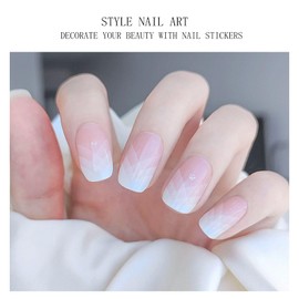 JMEOWIO Semi Cured Gel Nail Strips Cream Pink French Tip Gel Nail Stickers Nail Supplies Nail Art Design Decoration Accessories