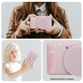 RAIALL Silicone Case for Sony ZV-1 Digital Camera, ZV1 Soft Protective Silicone Sleeve Holder, Travel Lightweight Rubber Cover with Removable Lens Cover, Jelly Pink