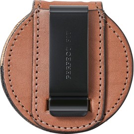 Perfect Fit US Marshall Service Belt Clip Badge Holder with Chain 2 1/4 inch Circle Round Cutout Law Enforcement Badge Holder (Cutout 281) Tan Leather