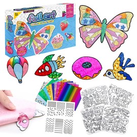 KIKVTER Foil Fun Children, Foil Art for Kids, DIY Colouring Stickers Children's Craft Sets, Glitter Transfer Film Craft Kits, Foil Fun Craft Case, Creative Crafts, DIY Activity for Gift