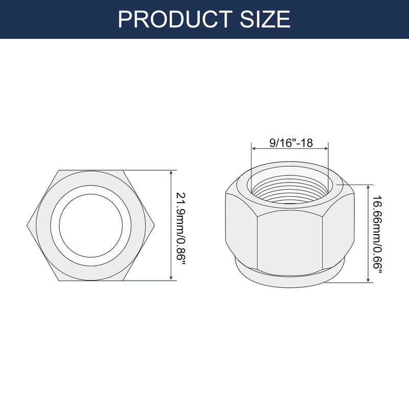 sourcing map 25Pcs 9/16"-18 Nylon Insert Hex Lock Nuts, Carbon