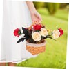 WHAMVOX Mini Wicker Basket with Handle Decorative Woven Flower Basket