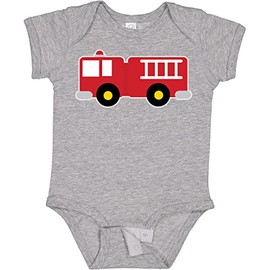 inktastic Fire Truck Childs Fireman Baby Bodysuit 18 Months 0060 Heather Grey 18a44