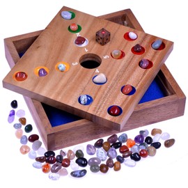 LOGOPLAY Big Hole Pig Hole Dice Game Board Game Wooden Board Game with Gemstones