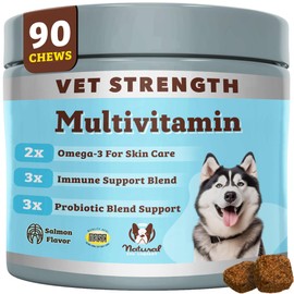 Natural Dog Company Vet Strength Multivitamin Chews for Dogs – Glucosamine, Omega-3 & Biotin for Dogs, Skin & Coat Health, Digestive Health, Immune Support Supplement, Advanced Formula, 90 cnt