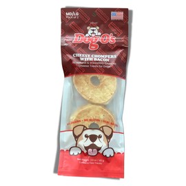 DOG-O'S CHEESY CHOMPERS, Bacon, All-Natural, Made in The USA, Grain Free, Gluten Free, Real Cheese Treats for Medium & Large Dogs (Pack of 2 Crunchy Treats)