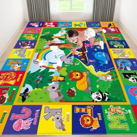 Soft Non-Toxic Baby Play Mat with ABC Alphabet - Foldable Crawling Mat for Infants & Toddlers, Extra Thick Floor Mat for Nursery, Playroom, Daycare | Non-Slip, Machine Washable (78.7X59 INCH)