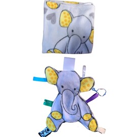 Stroller Blanket with ribbon tag elephant, elephant baby blanket, pink or grey, Baby Shower Gift for boy or girl