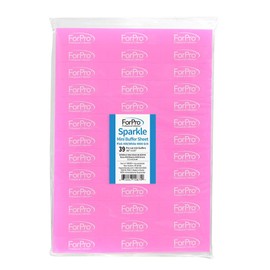 ForPro Professional Collection Sparkle Mini Buffer Sheet, Pre-Cut, Double-Sided Manicure & Pedicure Nail Buffers, Pink 400/White 4000 Grit, 39-Count