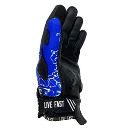 Blue Paisley Live Fast Motorcycle Gloves S