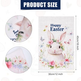 Easter Garden Flag, 12x18 Inch Double Sided Burlap Cute Bunny Flag Sign Flowers Spring Garden Flags for Seasonal Outdoor Yard Holiday House Decorations (Happy Easter)
