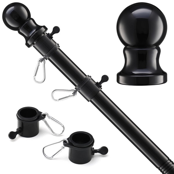 Flag Pole for Outside House, Black Metal Heavy Duty Portable