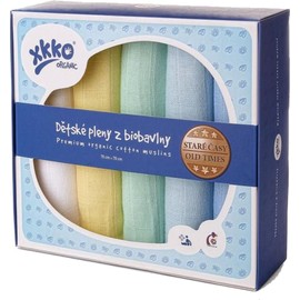 xkko Muslin Nappies 70 x 70 cm Organic Cotton Set of 5 Pastels Boy