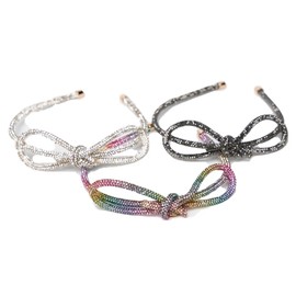 Malibu Sugar Black Rhinestone Bow Headbands for Girls – Sparkly Hair Accessories for Little Girls and Tweens Fashion & Daily Wear