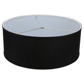 FenchelShades.com 18" Top Diameter x 18" Bottom Diameter 7" Height Cylinder Drum Lampshade USA Made (Black)
