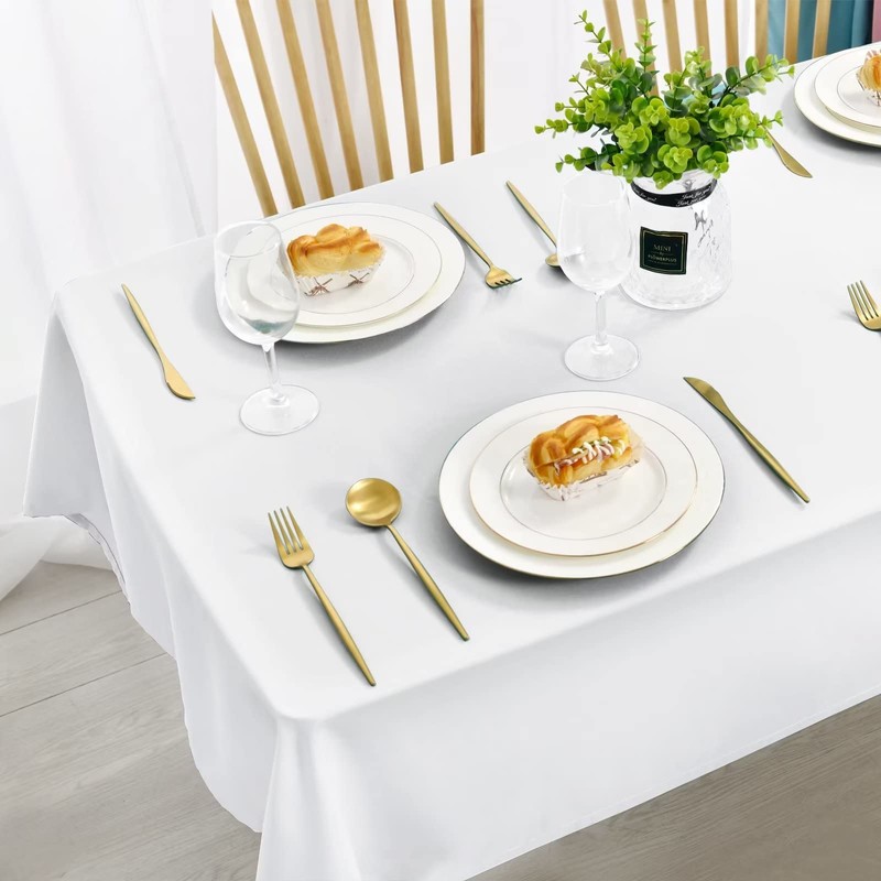 DWCN White Table Cloth Wipe Clean Tablecloth Wipeable Tablecloths Rectangular