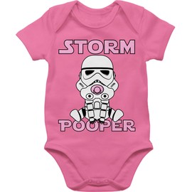 Shirtracer Baby Bodysuit Short Sleeve – Sayings – Storm Pooper I – 3/6 Months – Pink – Gift Baby Shower Baby Fashion Funny Saying Comic Bodysuits Gifts + Birth Baby Bodysuit with Sayings Sayings Girls Baby Bodysuit