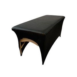 Sophi & Co. Vegan Lash Bed Cover - Wipeable, Reusable and Waterproof Fitted Linen, Excellent Spa Salon Massage Table Linen, Vegan Leather Spa Bed Topper, 1 Count (6ft, Black)