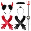 Sprinlot Women's Long Gloves, Devil Gloves, Headband, Trident Set, 1920s