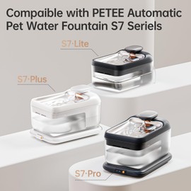 6-Pack Upgraded Replacement Filters for PETSEE S7 Series Pet Water Fountain – Triple Filtration System with Inhibit Protection, Removes Impurities & Hair, Long-Lasting Clean Water