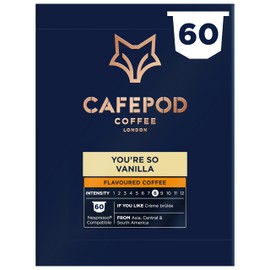 CafePod Flavoured Coffee Pods Nespresso Compatible Vanilla 60 Aluminium Capsules
