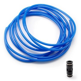 LINTRA Blue pneumatic hose 8 mm, outer 8 mm x inner 5 mm air hose drum, 5 m spiral hose, compressed air, PU 0.8 cm hose with 1 pneumatic connector, for pneumatic devices, air hoses