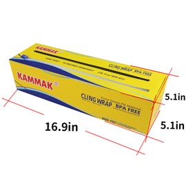KAMMAK Plastic Wrap Food Cling Wrap with Slide Cutter 15 inch Restaurant Cling Film 2000 Ft Bulk Roll Refillable Food Service Cling Wrap Dispenser Quick Cut Anti-Fog Cling Film for Kitchen