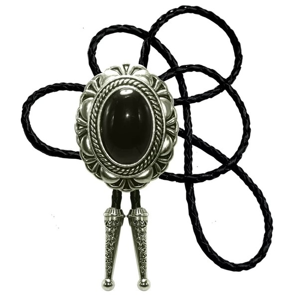 Moranse Bolo Tie with Round Flower And Gem Stone Parterre