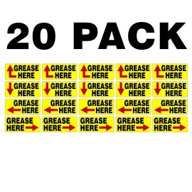 StickerSector GREASE HERE ARROW Label sticker - 20 decals per package - Red or Yellow SF1014 - YELLOW, 3.25" x 1.5"