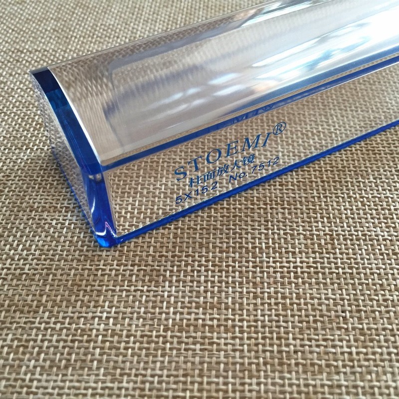 6 inch 5X Blue Raised Domed Bar Magnifier with Reading