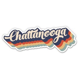 Squiddy Chattanooga Tennessee Layered Retro Style - Vinyl Sticker for Car, Laptop, Notebook (5" Wide)