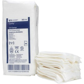 Curity Cover Sponges, 100/Pack, 3”x3”, Non-Sterile, Absorbent, Latex Free, All-Purpose Sponge, White