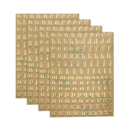 uxcell 4 Sheets Letter Stickers 0.18" 3D Mini Letter Sticker Metal Self Adhesive Alphabet Stickers for Scrapbooking DIY Poster Craft Wall Doors Sign Decor(Gold, Lowercase)