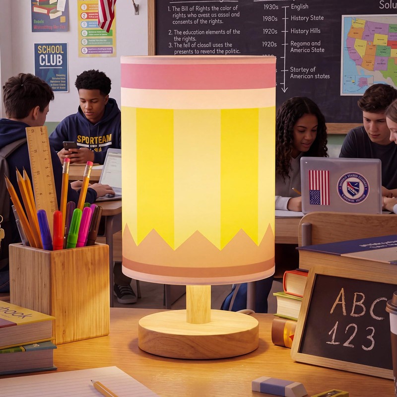 Gerrii 9.84 Inch Pencil Lamps Rechargeable with Wooden Base and