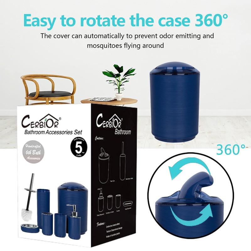 CERBIOR Bathroom Accessories Set 6 Piece Bath Ensemble Includes Soap