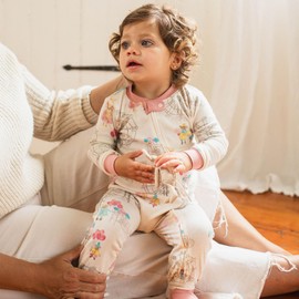 Burt's Bees Baby Baby Girls Pajamas, One-Piece Footed Sleeper PJs, Non-Slip Snug Fit for Infants 12, 18, and 24 Months