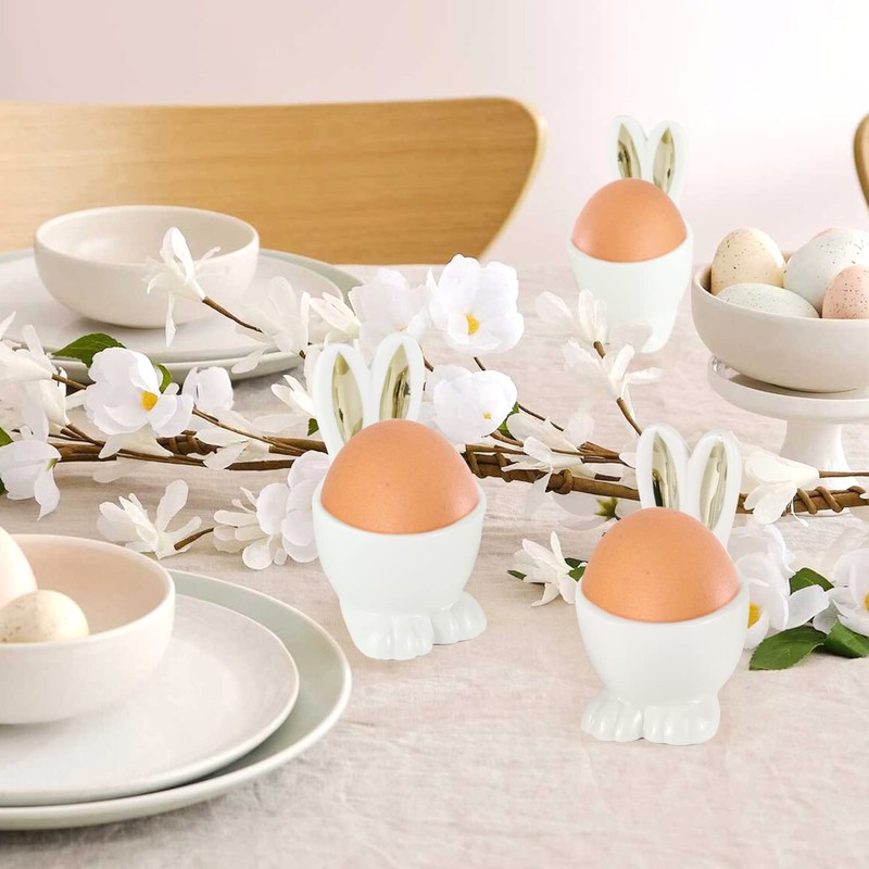 Easter Bunny Ears Shape Egg Holders- Set of 2 Ceramic