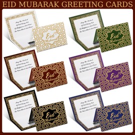 36 Sets Eid Mubarak Greeting Cards with Envelopes Stickers Assorted Eid Al-fitr or Eid Al-adha Note Cards Bulk Eid Mubarak Envelopes Stickers for Muslim Ramadan Party Supplies Celebration