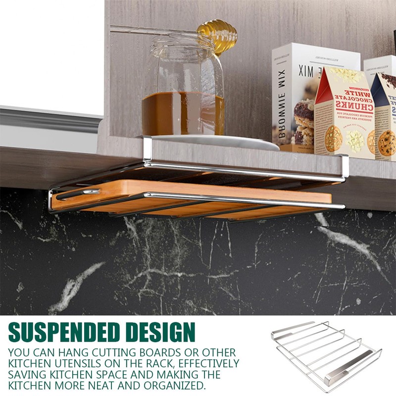 DOERDO Stainless Steel Hanging Chopping Board Rack Kitchen Organizer Metal