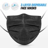 50 PCS Black Disposable Face Masks 3-Ply Filter Earloop Mouth