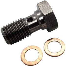Stainless Steel Banjo Bolts M12x1.5 Brake Fitting Adapter Universal with M12 Copper Washers, Single Banjo Bolt M12x1 Metric Thread