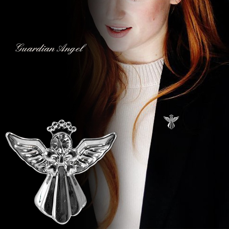 Angel Of Hope Silver Coloured Angel Pin With Gem Stone