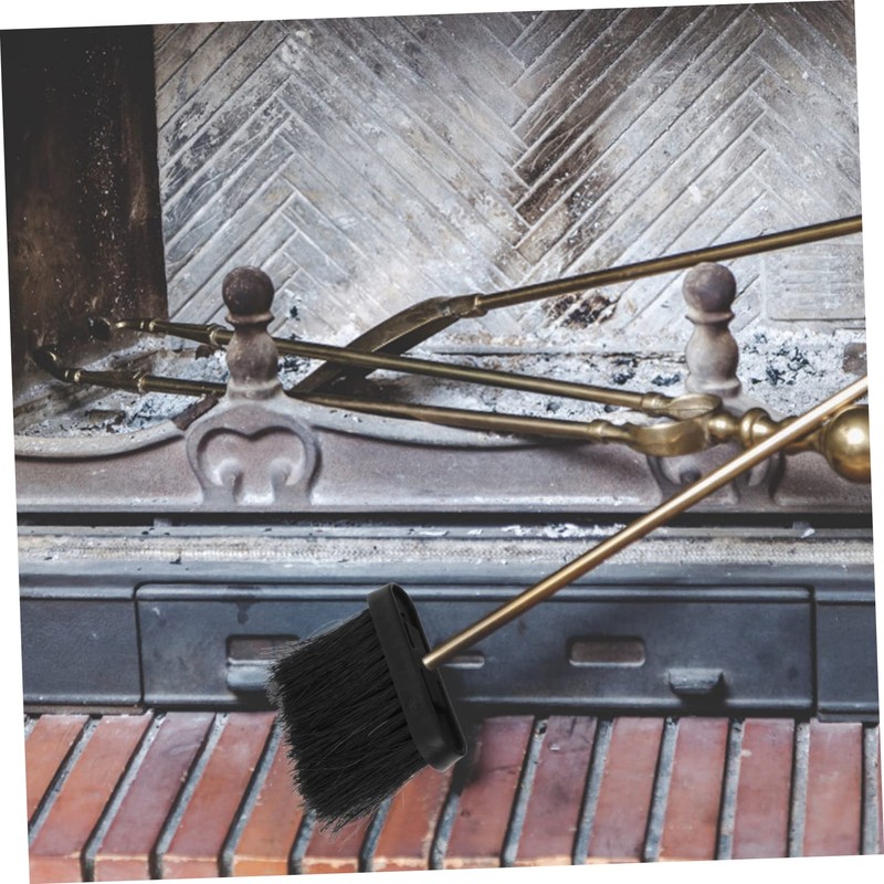 STOBAZA 2pcs Fireplace Cleaning Brush Replacement Heads Handle Ergonomic Design